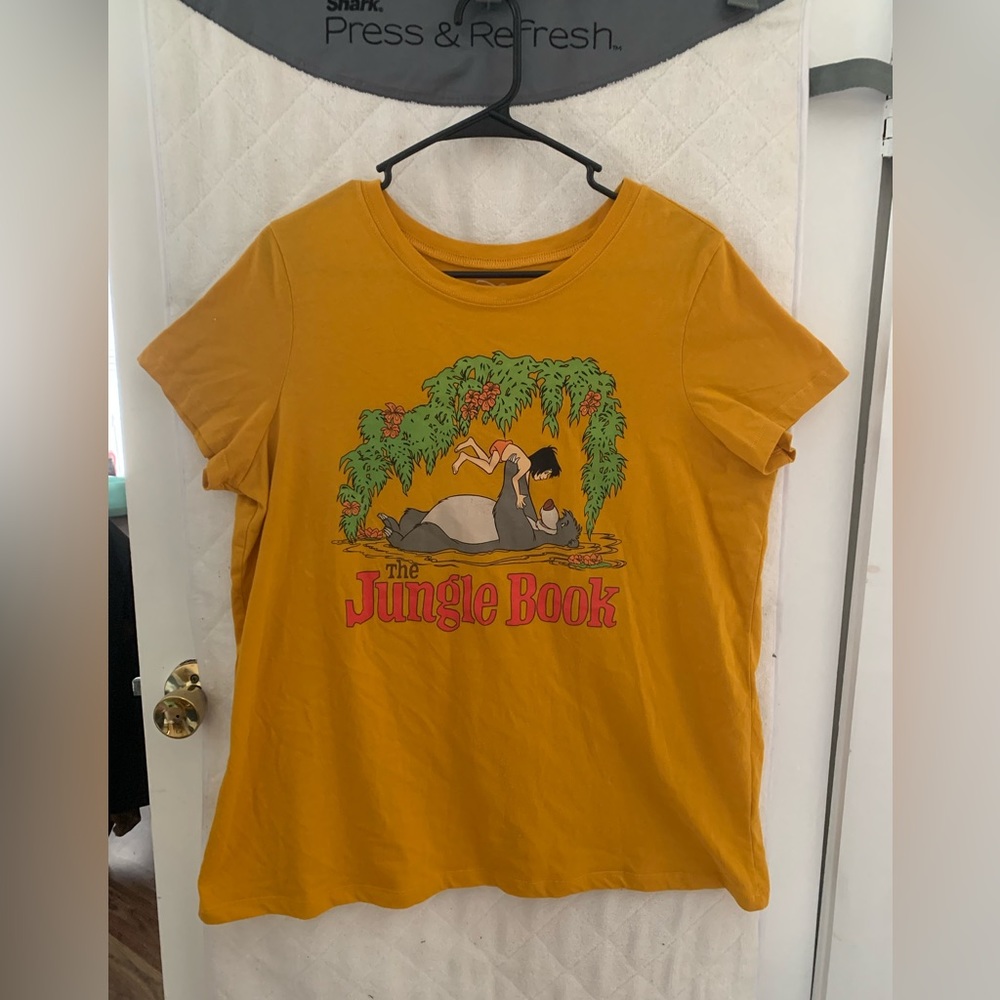The Jungle Book Large Retro Tee • Yellow/Mustard Mowgli & Baloo Disney t-shirt.